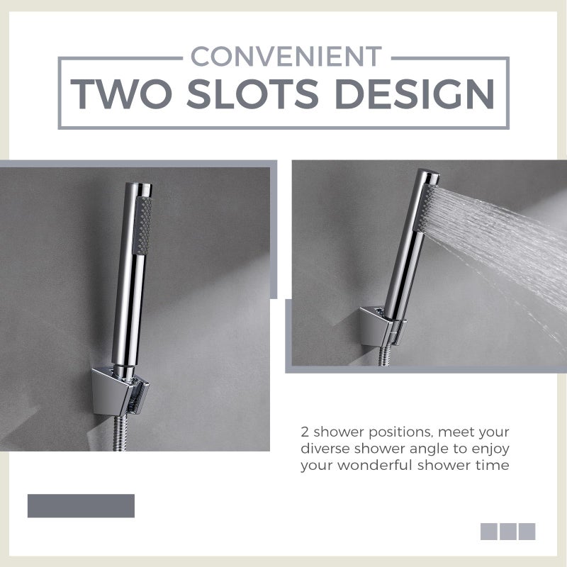 Aomasi Hand Shower Bracket with Two Slot, Aomasi Bathroom Shower Head Hose Hanger Sprayer Handle Holder Wall Mount Chrome - Image 4